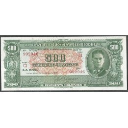 Bolivia 500 Bolivianos L 20 Dic 1945 Serie C1 P148