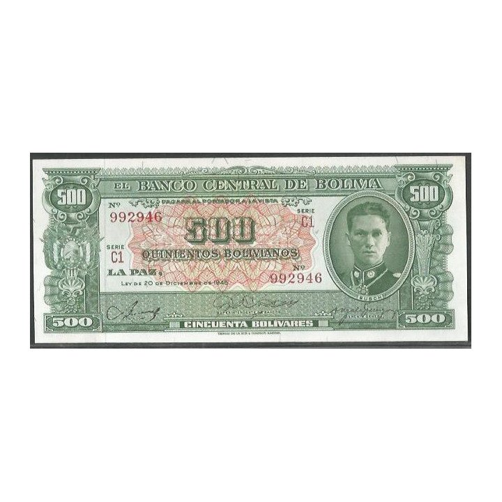Bolivia 500 Bolivianos L 20 Dic 1945 Serie C1 P148