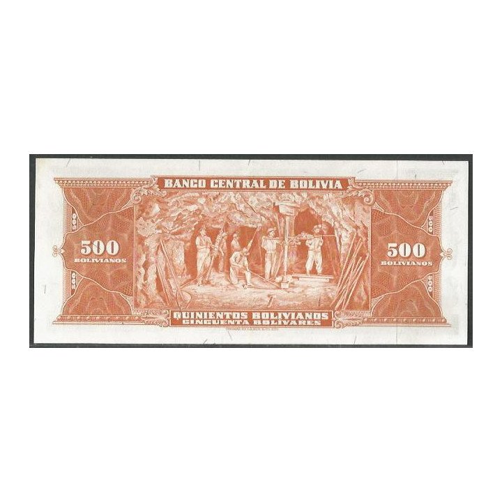 Bolivia 500 Bolivianos L 20 Dic 1945 Serie C1 P148 reverso