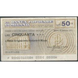 Italia - La Banca Popolare di Milano 50 Lire 14 Ene 1977
