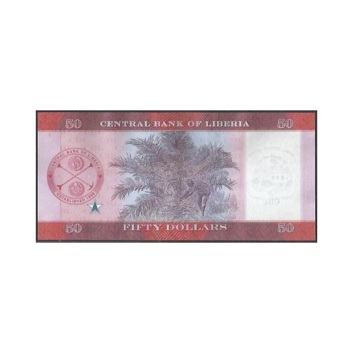 Liberia 50 Dollars 2022 P40 reverso