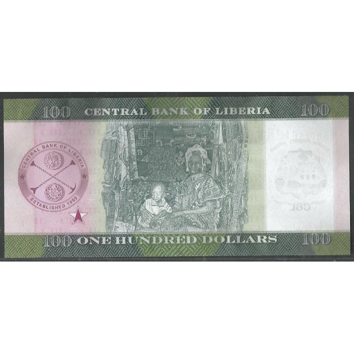 Liberia 100 Dollars 2022 P41b reverso