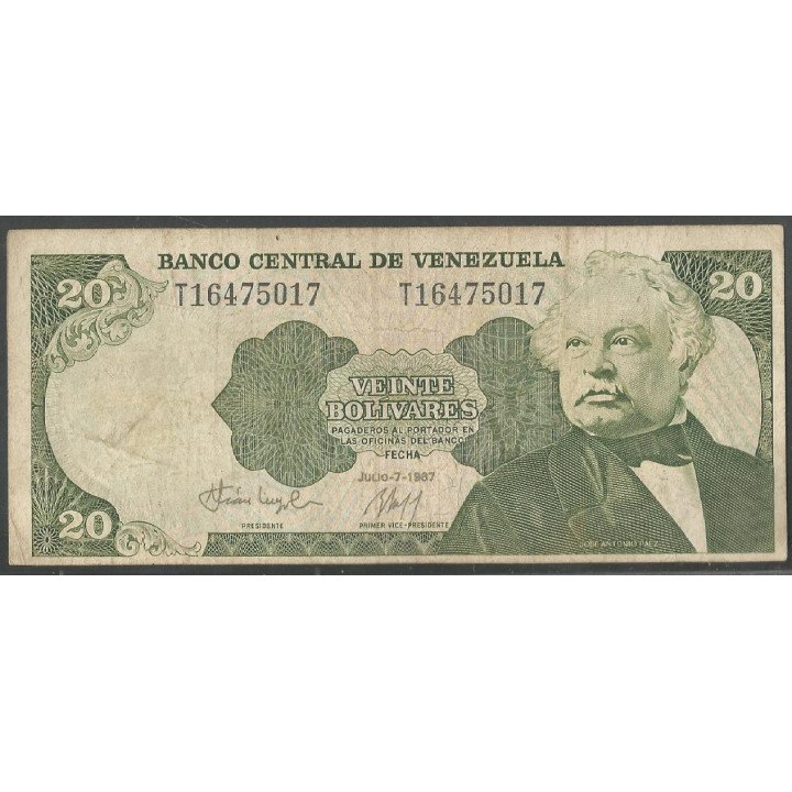 Venezuela 20 Bolivares 7 Jul 1987 T 8 Dig P64A