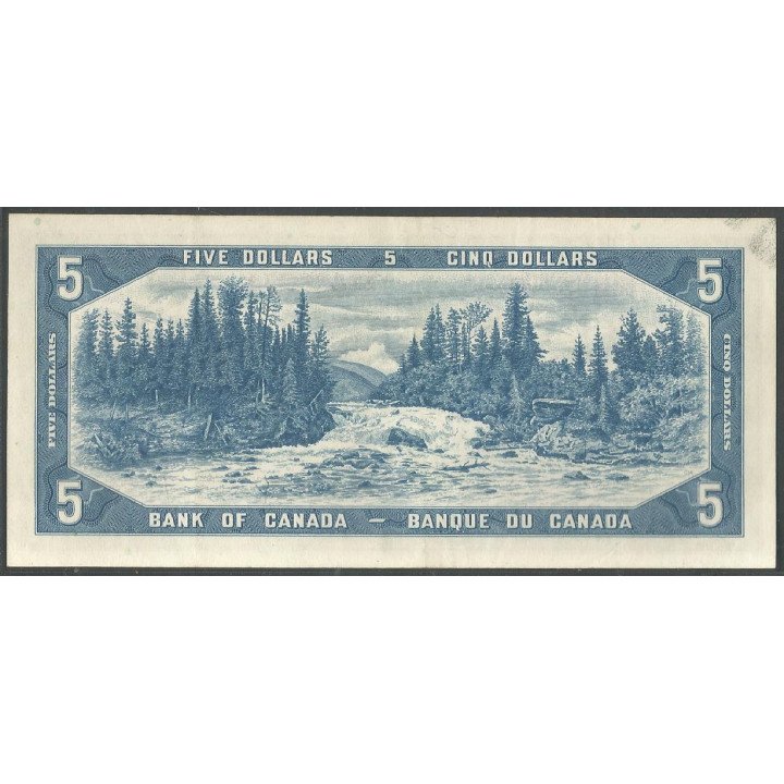 Canada 5 Dollars 1954 (1961-71) P77b reverso