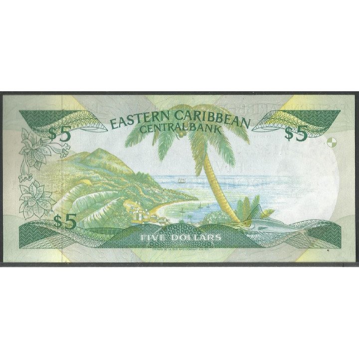 Monserrat 5 Dollars ND1986-8 P18m reverso