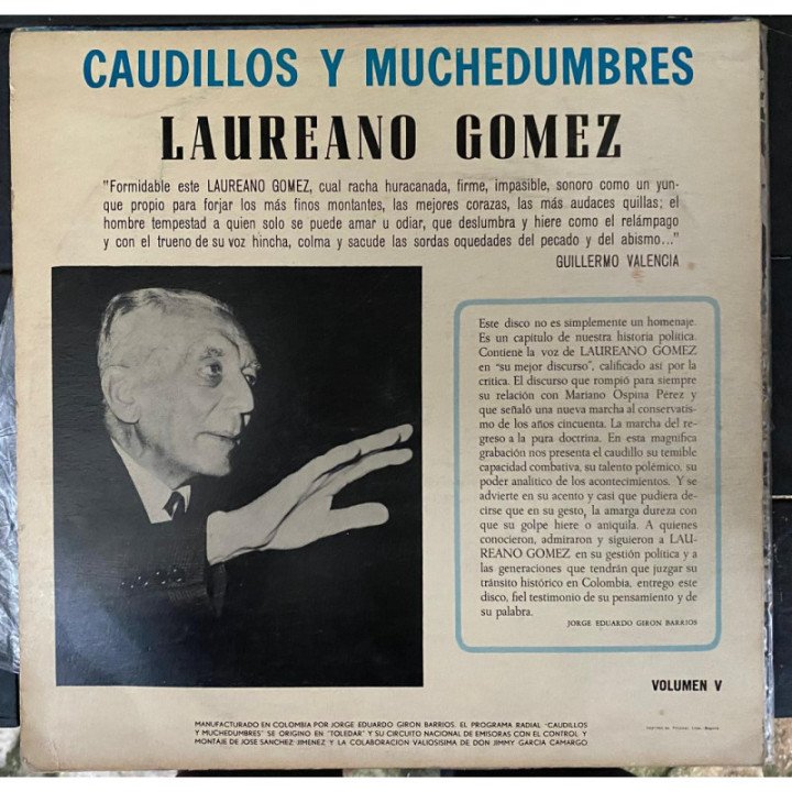 Caudillos y muchedumbres Vol V - Laureano Gomez reverso