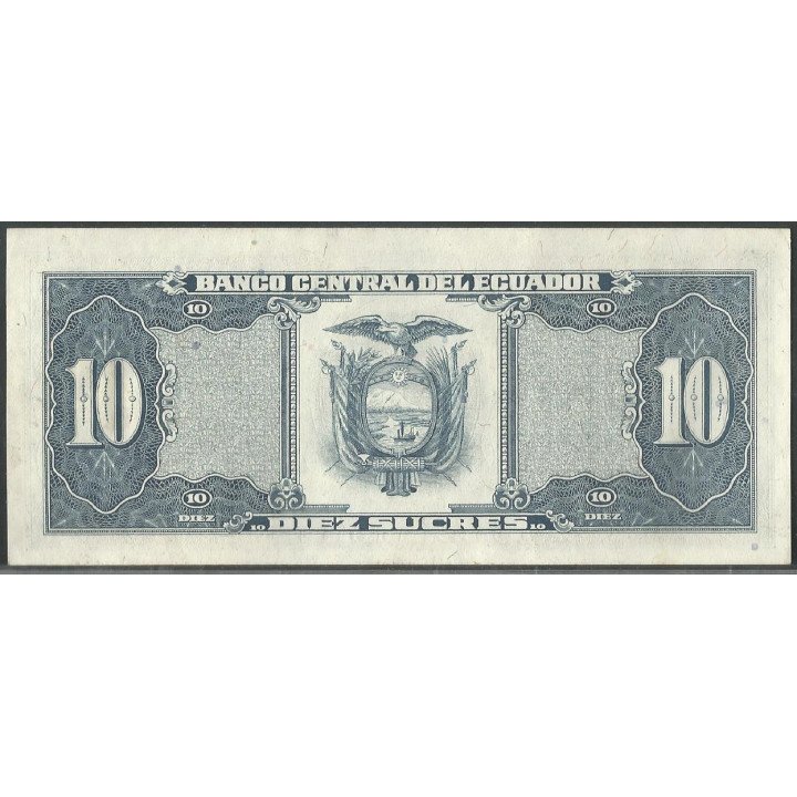 Ecuador 10 Sucres 22 Nov 1988 LO P121 reverso