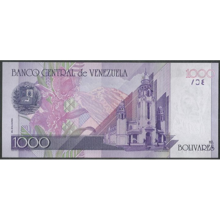 Venezuela 1.000 Bolivares 10 Sep 1998 A 8 Dig P79 reverso