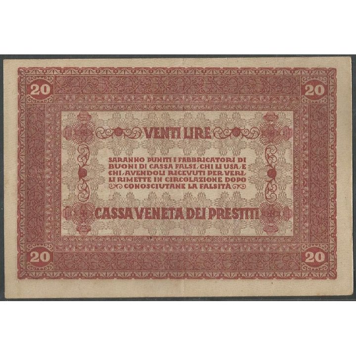 Italia - Casa Veneta di Prestiti 20 Lire 2 Ene 1918 PM7 reverso