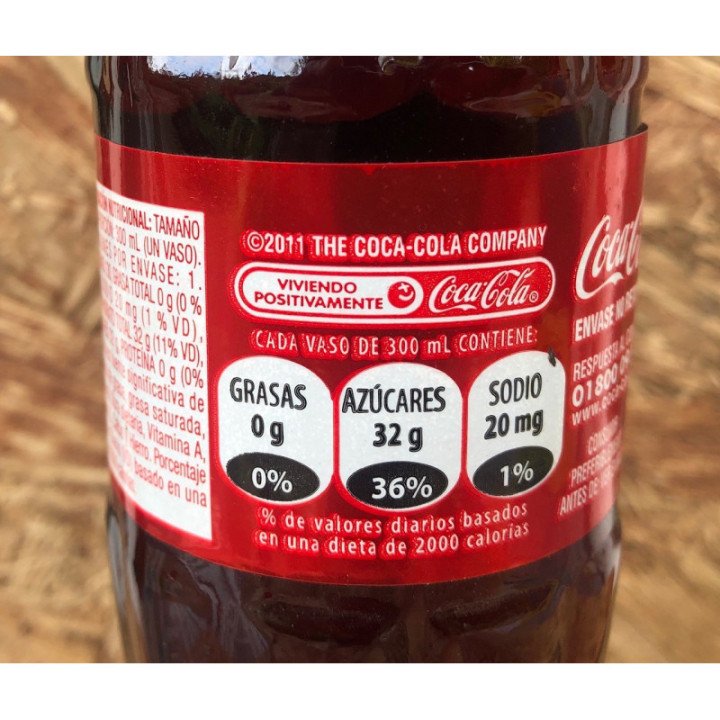 Botella 300 Ml No Retornable Banda Metálica Roja reverso