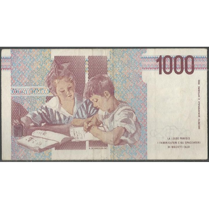 Italia 1.000 Liras D1990 P114b reverso
