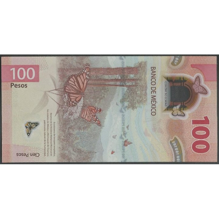 Mexico 100 Pesos 6 Ene 2021 Serie BE P134 reverso