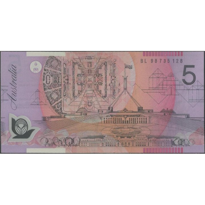 Australia 5 Dollars 1998 P51c reverso