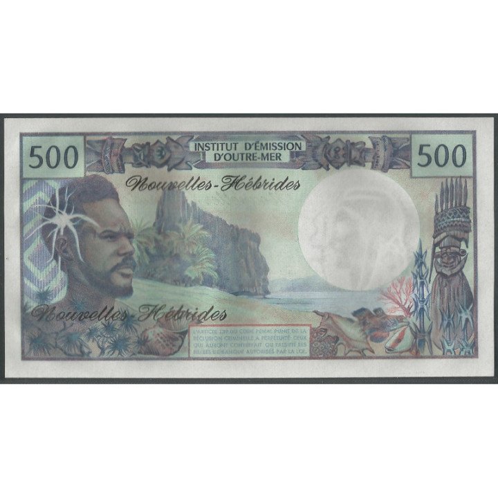 Nuevas Hebridas 500 Francs ND1979 P19c reverso
