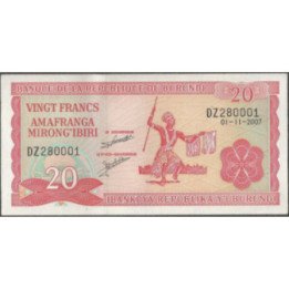 Burundi 20 Francs 5 Feb 2005 P27d