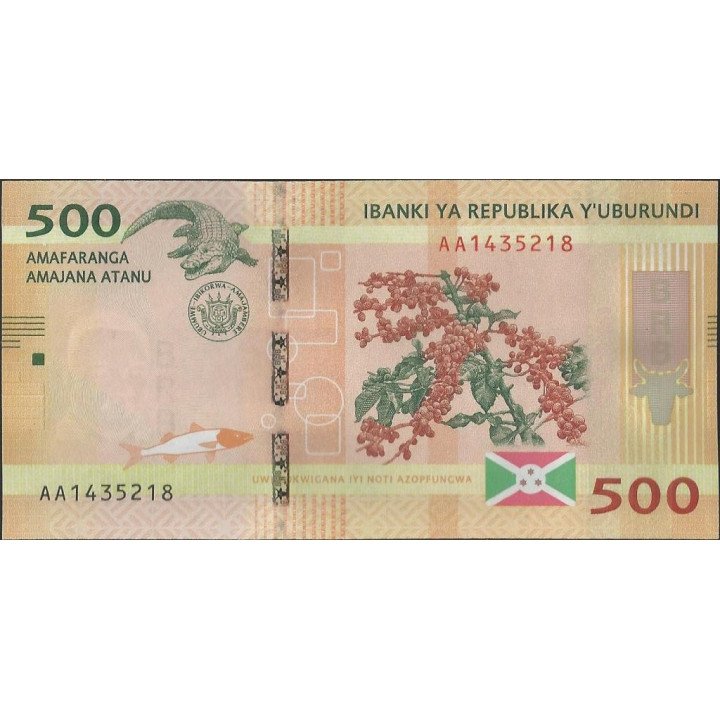 Burundi 500 Francs 15 Ene 2015 P50 reverso