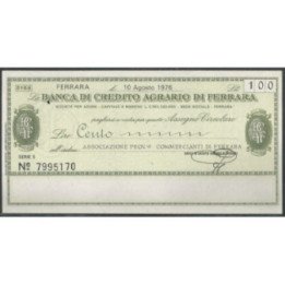 Italia - La Banca di Credito Agrario di Ferrara 100 Lire 10 Ago 1976