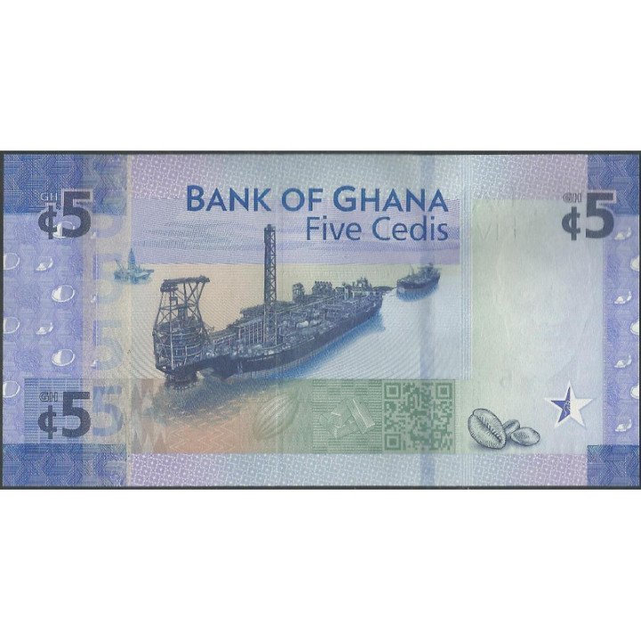 Ghana 5 Cedis 4 Mar 2017 P43 reverso