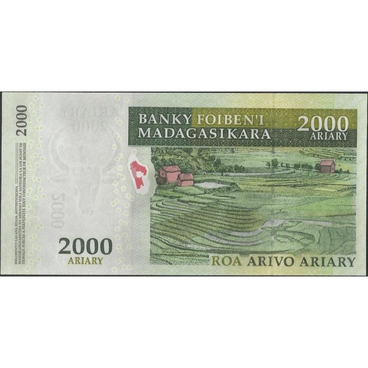 Madagascar 2.000 Ariary 2009 P90b reverso