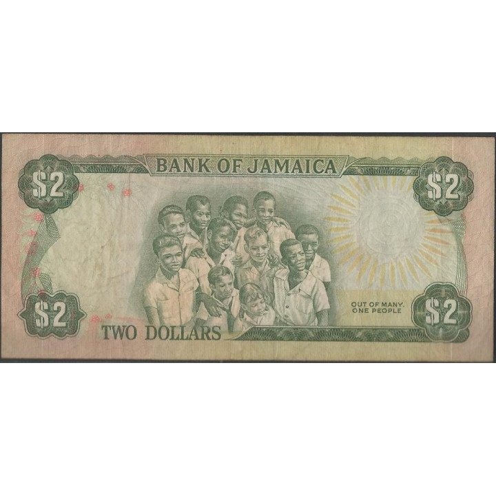 Jamaica 2 Dollars L1960 (1976) P60b reverso