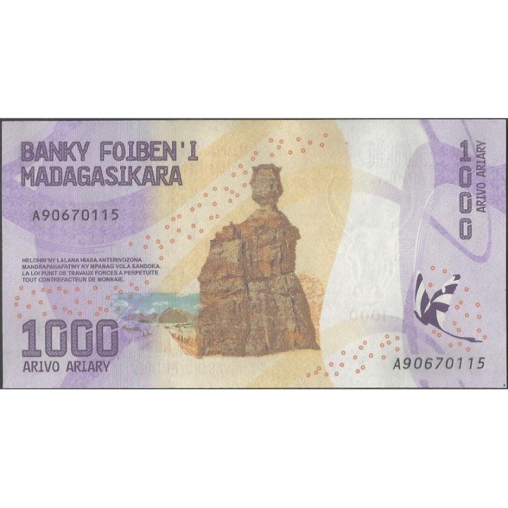 Madagascar 1.000 Ariary ND2017 P100 reverso