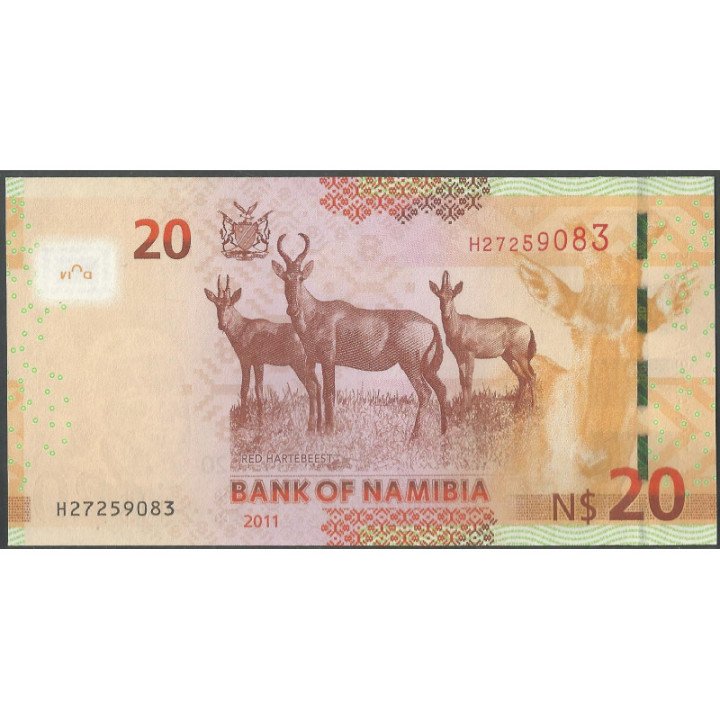 Namibia 20 Dollars 2011 P12a reverso