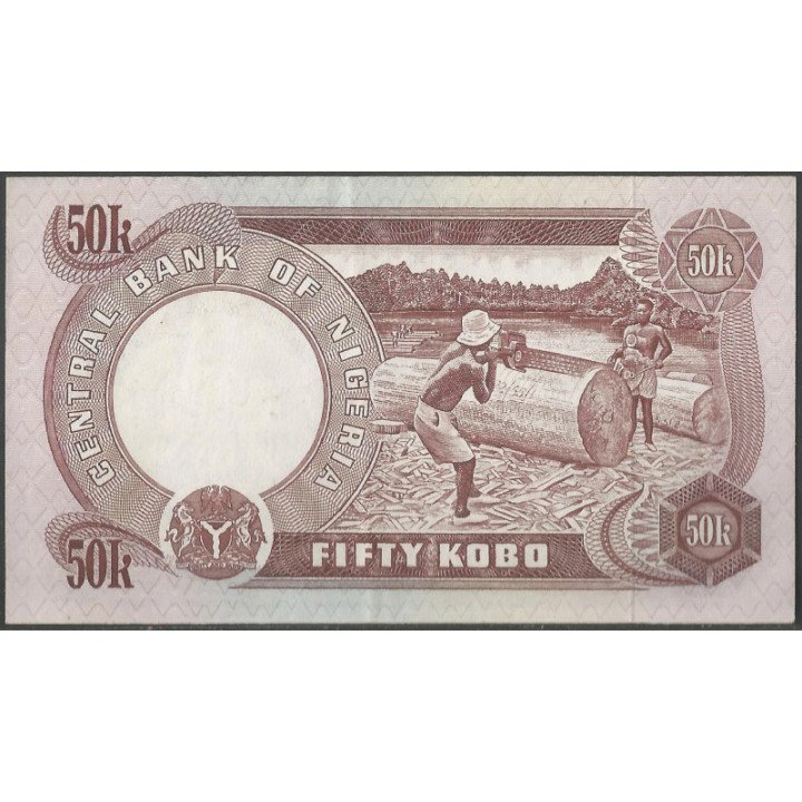 Nigeria 50 Kobo ND1973-78 Firma 4 P14d reverso
