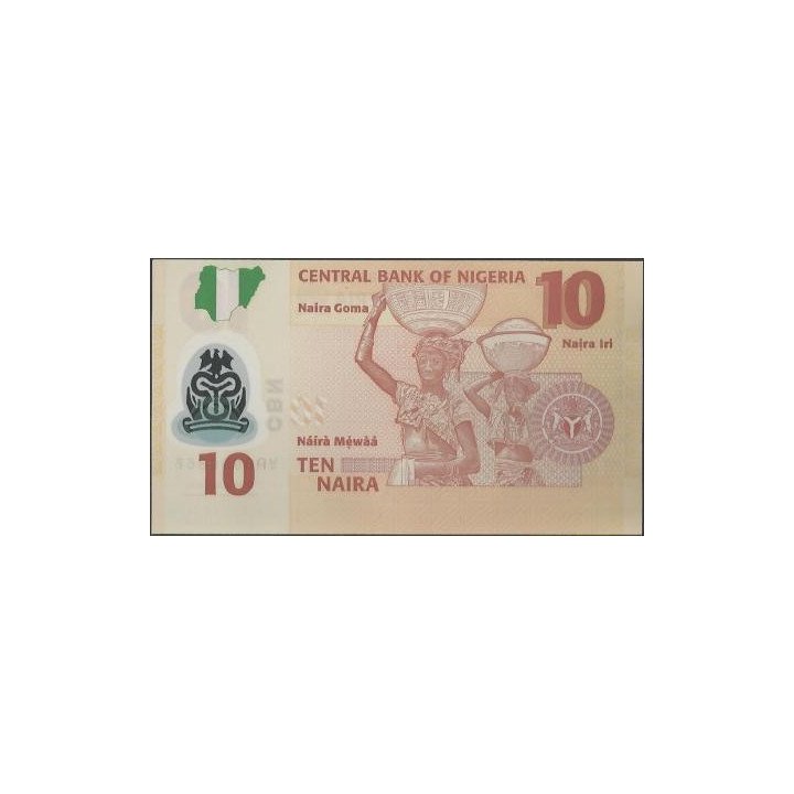 Nigeria 10 Naira 2011 P39c reverso