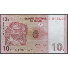 Rep. Democratica Del Congo 10 Centimes 1 Nov 1997 P82a