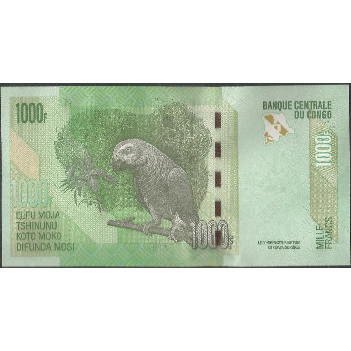 Rep Democratica del Congo 1.000 Francs 30 Jun 2013 P101b reverso