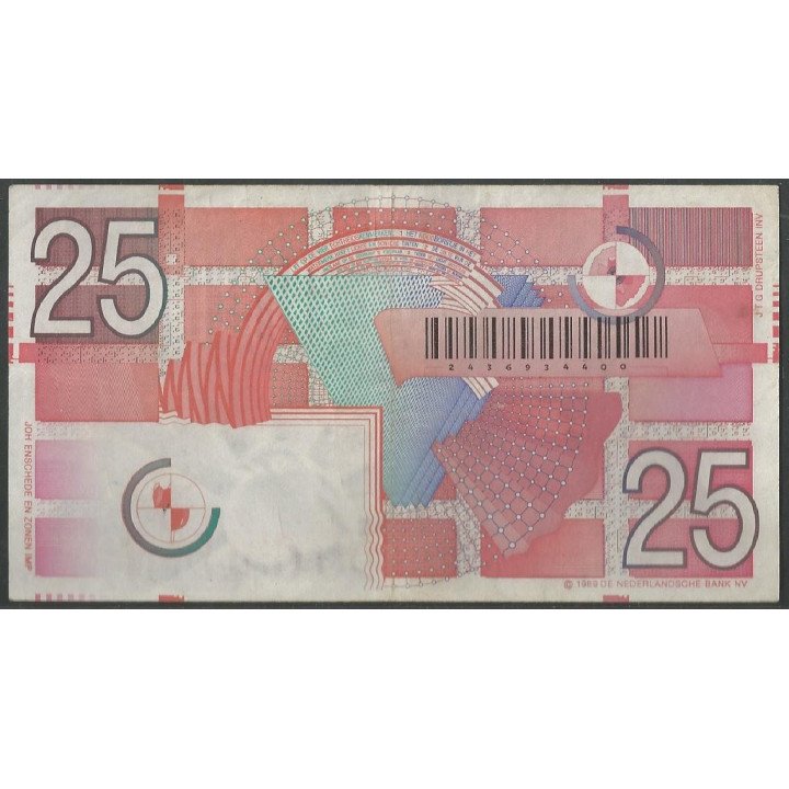 Holanda 25 Gulden 5 Abr 1989 P100 reverso
