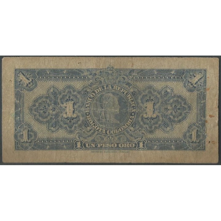 Billete de 1 Peso 20 jul 1940 BGW021 reverso