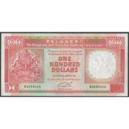 Hong Kong - THK&SBC 100 Dollars 1 Ene 1991 P198c