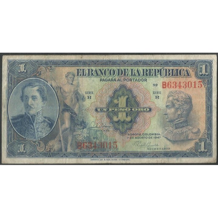 Billete de 1 Peso 7 ago 1947 B BGW033