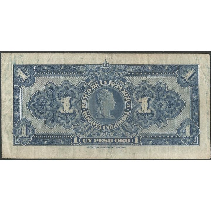Billete de 1 Peso 7 ago 1947 B BGW033 reverso
