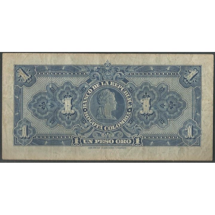Billete de 1 Peso 1 ene 1950 7 dig. BGW041 reverso