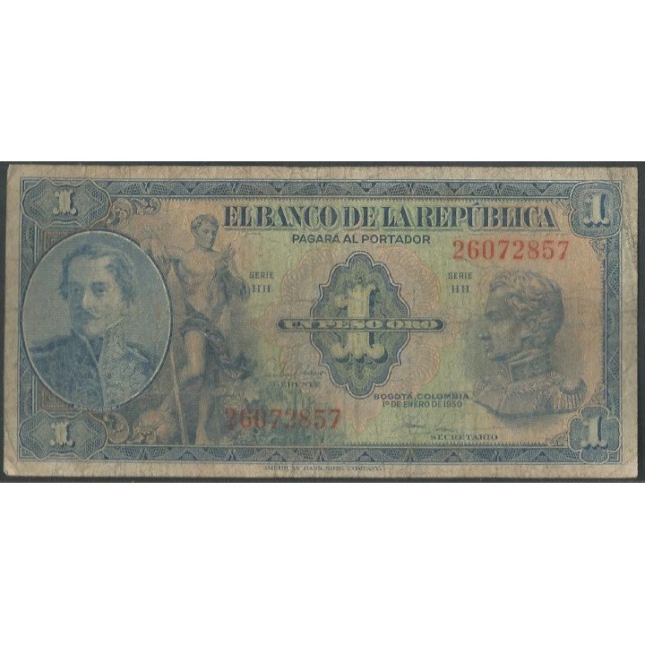 Billete de 1 Peso 1 ene 1950 8 dig. BGW042