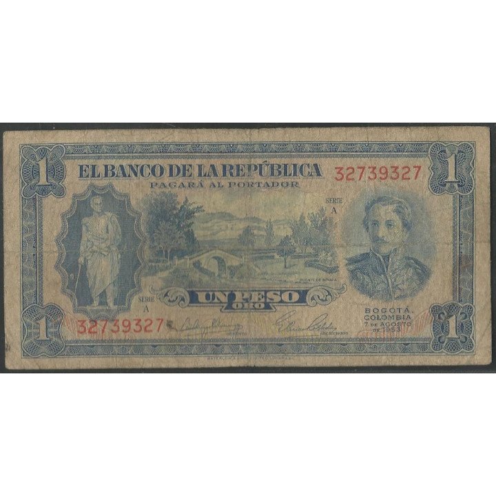 Billete de 1 Peso 7 ago 1953 BGW043