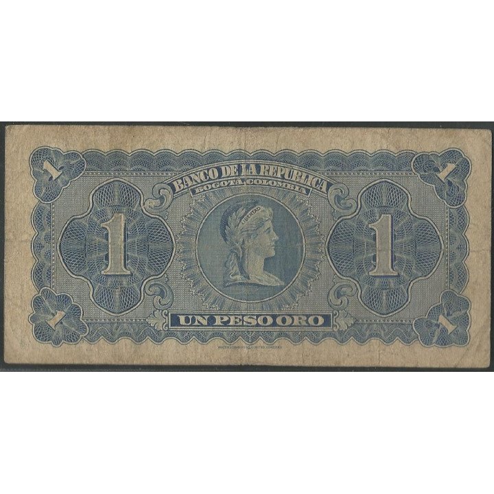 Billete de 1 Peso 7 ago 1953 BGW043 reverso