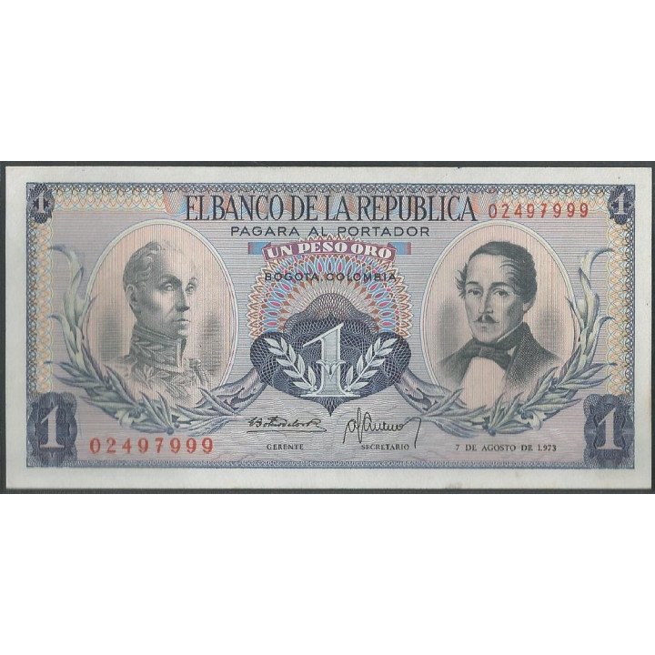 Billete de 1 Peso 7 ago 1973 7 corto BGW078