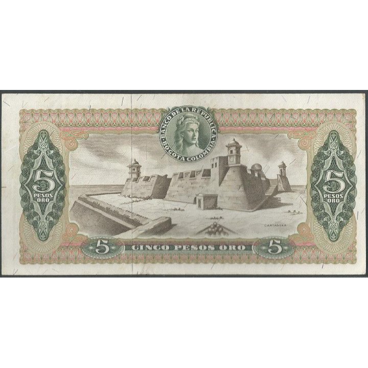 Billete de 5 Pesos 11 Nov 1965 BGW130 reverso