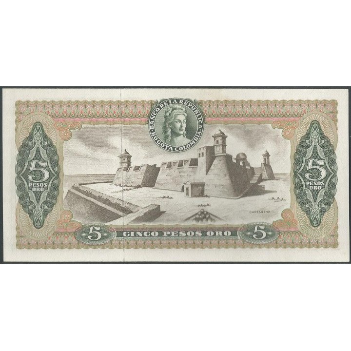 Billete de 5 Pesos 12 Oct 1967 BGW132 reverso