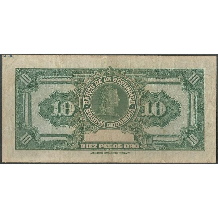 Billete de 10 Pesos 1 Ene 1950 BGW172 reverso