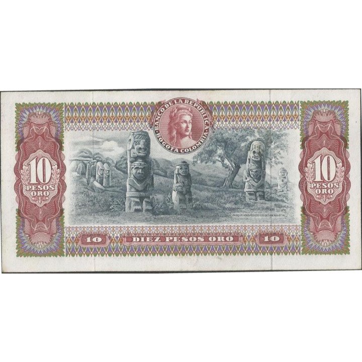 Billete de 10 Pesos 20 Jul 1965 BGW182 reverso