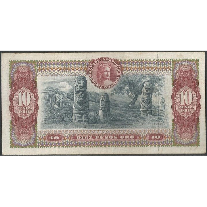 Billete de 10 Pesos 20 Jul 1965 BGW182 reverso