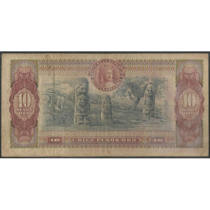 Billete de 10 Pesos 20 Jul 1965 BGW182 reverso
