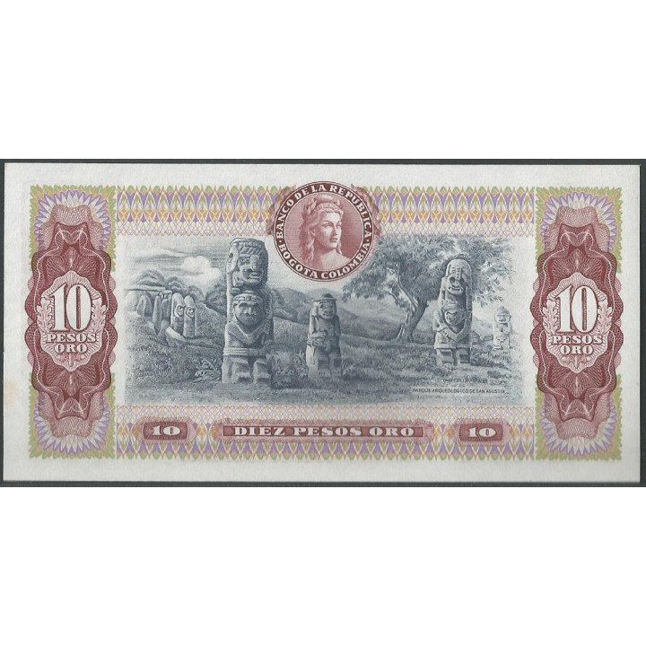 Billete de 10 Pesos 7 ago 1980 serie AZ BGW209 reverso