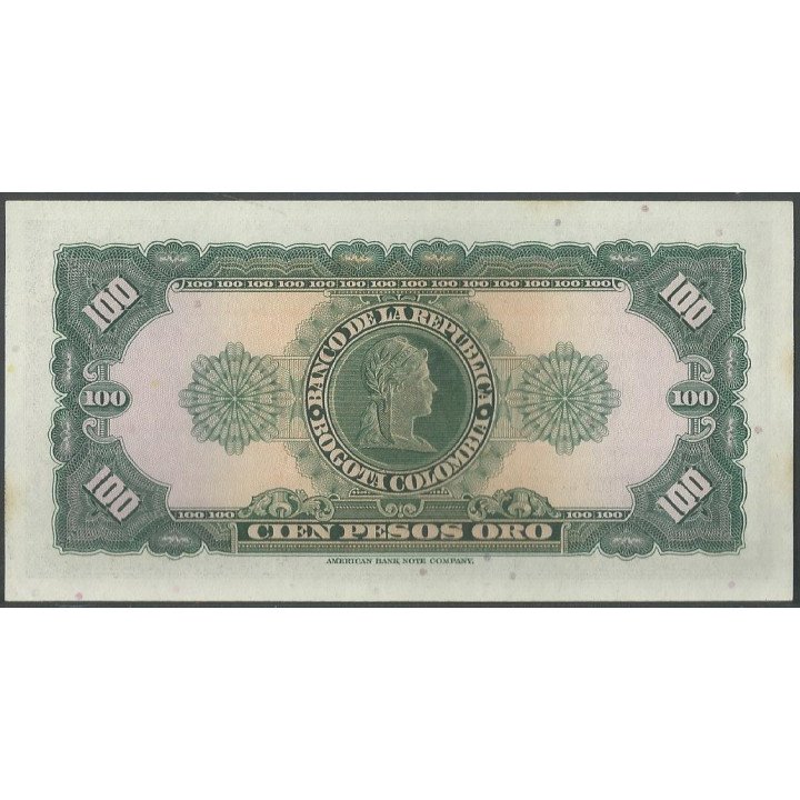 Billete de 100 Pesos 20 Jul 1965 BGW296 reverso