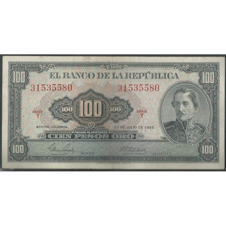 Billete de 100 Pesos 20 Jul 1965 BGW296