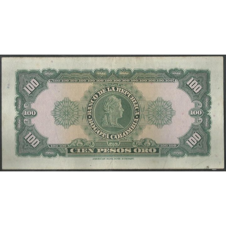 Billete de 100 Pesos 20 Jul 1965 BGW296 reverso